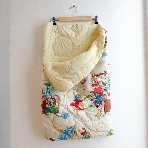 VINTAGE DISNEY Peter Pan Quilted Baby Blanket/Bunting Sleeping Bag Crib - Picture 4 of 9
